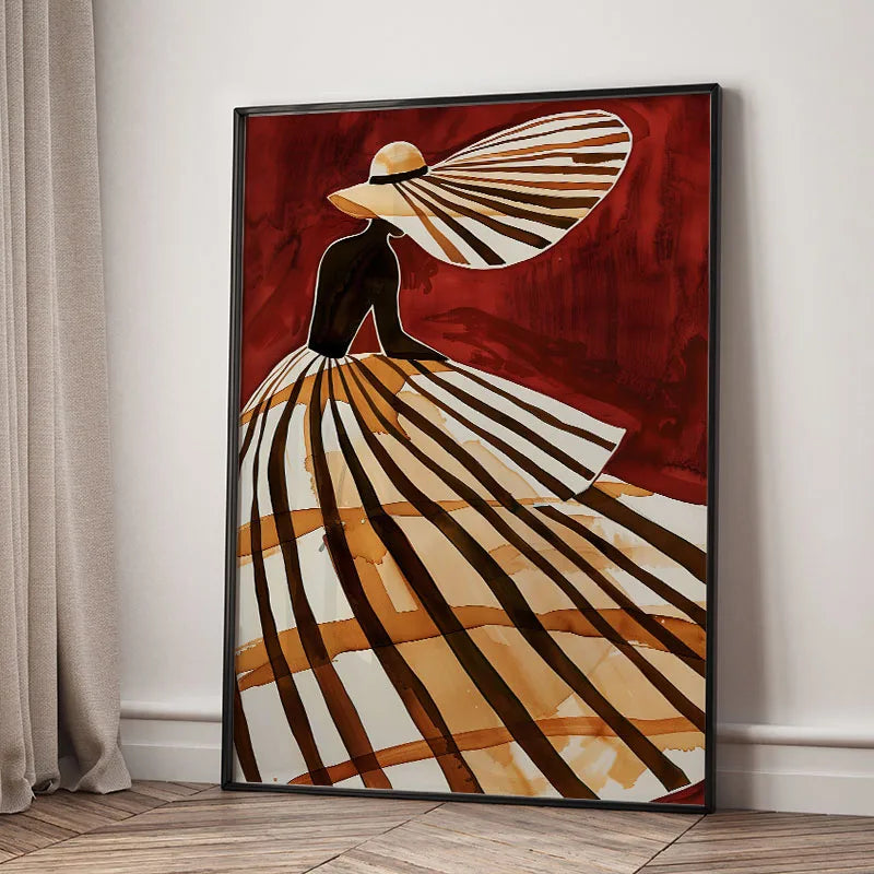 Red Striped Girl Hat Canvas Wall Art