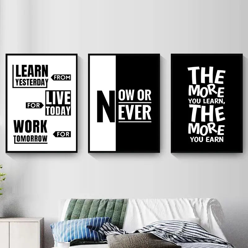 Modern Black & White Quote Canvas Art