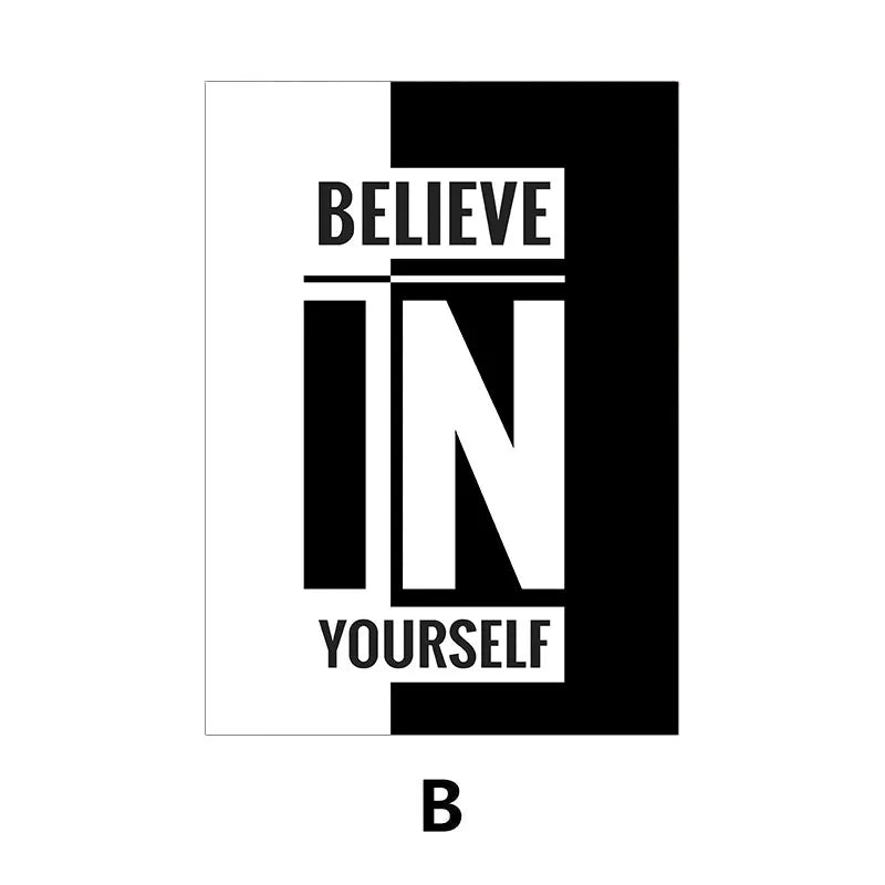 Modern Black & White Quote Canvas Art