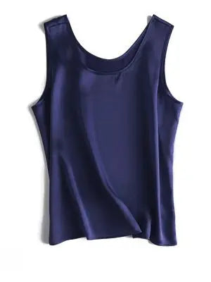 Women’s 100% Mulberry Silk O-Neck Sleeveless Tank Top