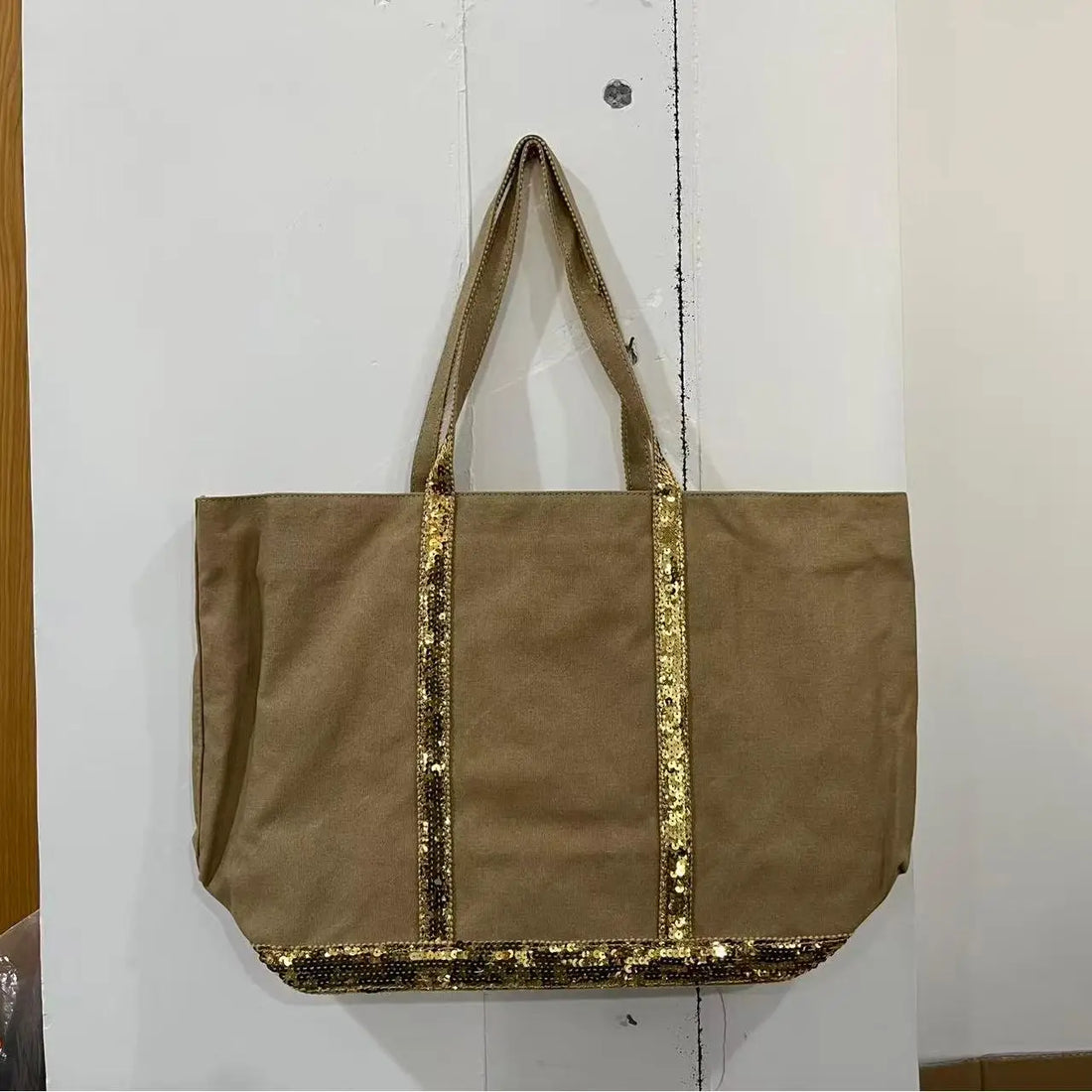 Retro Sequin Canvas Tote Bag
