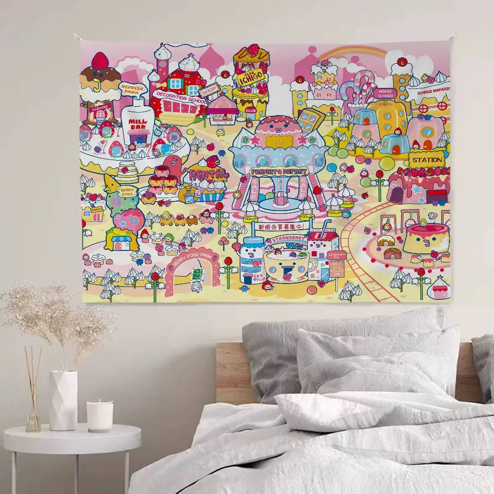 Cute Tamagotchi Cartoon Boho Tapestry