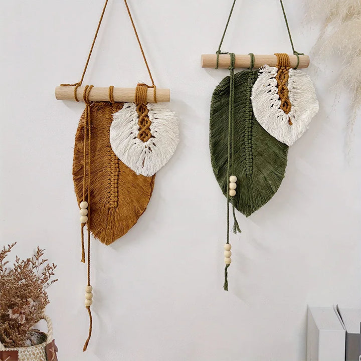 Handmade Boho Macrame Leaf Wall Decor