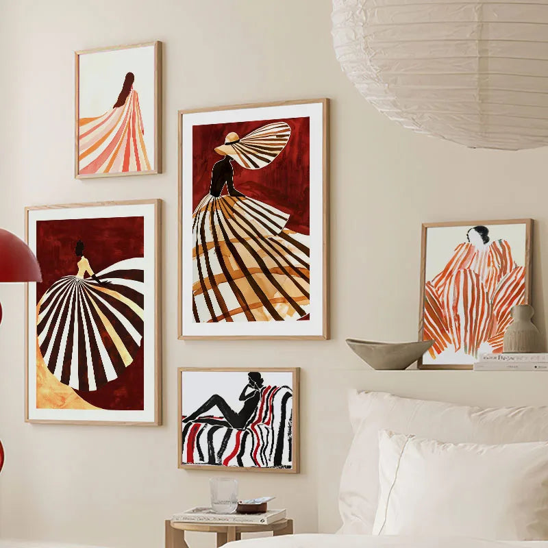 Red Striped Girl Hat Canvas Wall Art