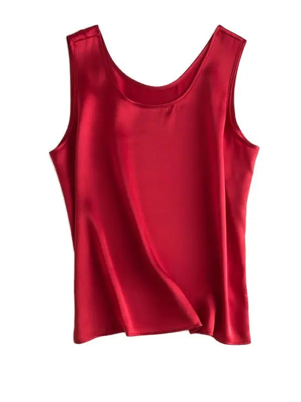 Women’s 100% Mulberry Silk O-Neck Sleeveless Tank Top