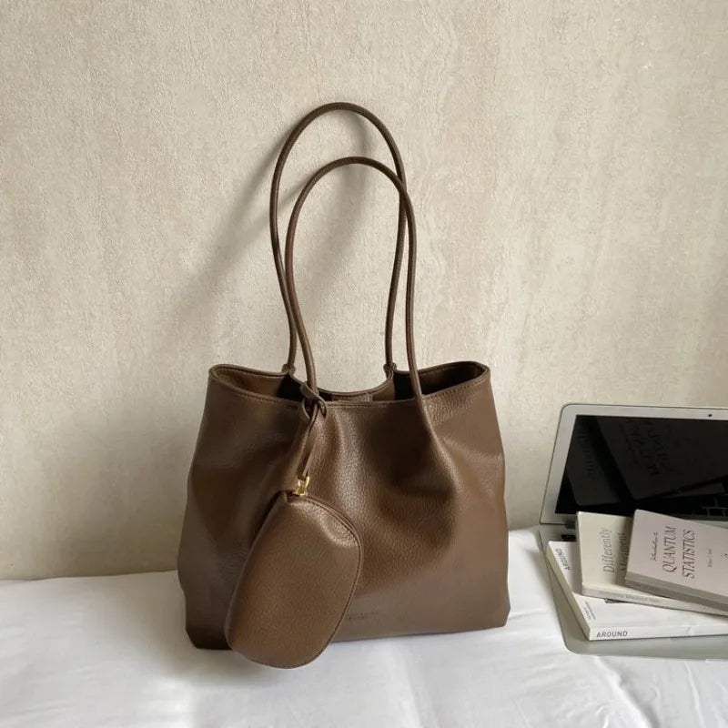 Soft PU Leather Shopper Tote