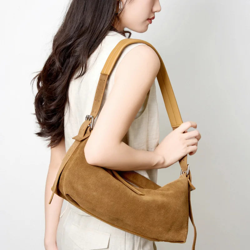 High-End Suede Leather Crossbody Shoulder Bag