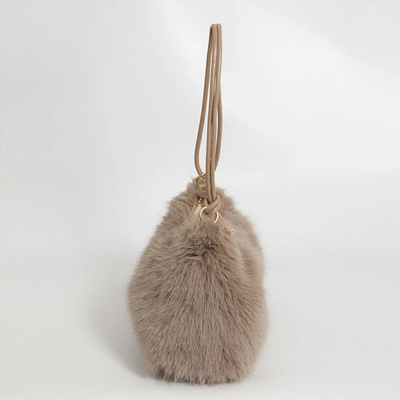 Faux Rabbit Fur Plush Shoulder Bag