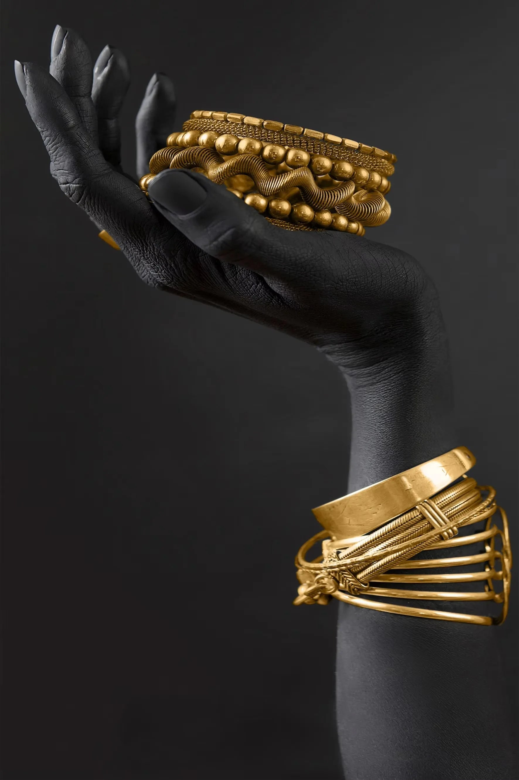 African Woman Gold Jewelry Canvas Wall Art