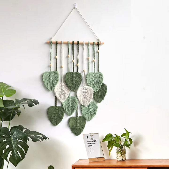 Handmade Green Leaf Macrame Wall Hanging