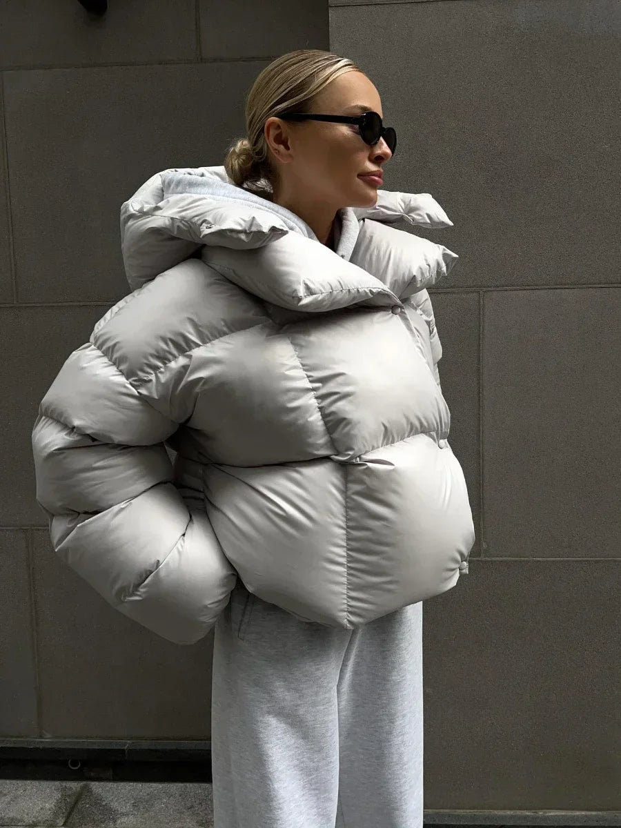 Wolfeel Oversized Hooded Cotton Puffer Jacket