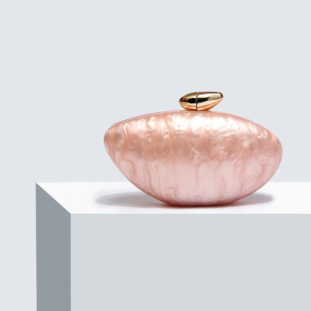 2025 New Designer Evening Bag for Women - Trendy Acrylic Clutch Purse with Chain, Elegant Ellipse Shoulder Bag for Party Wedding