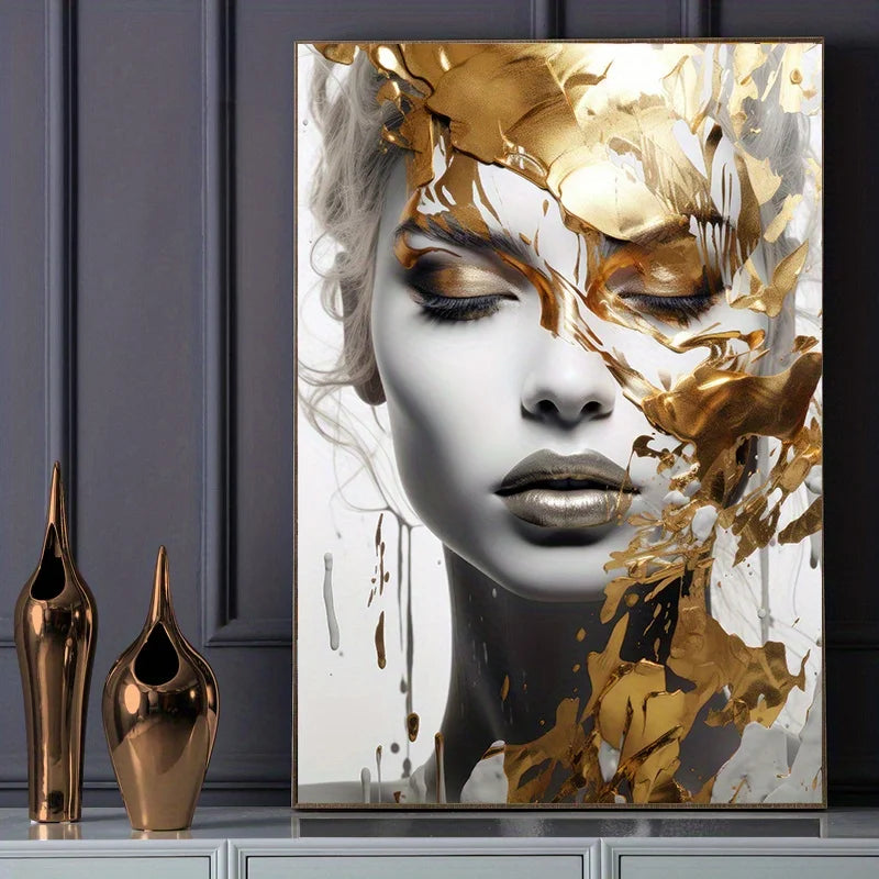 Modern Abstract Woman Face Canvas Art Poster