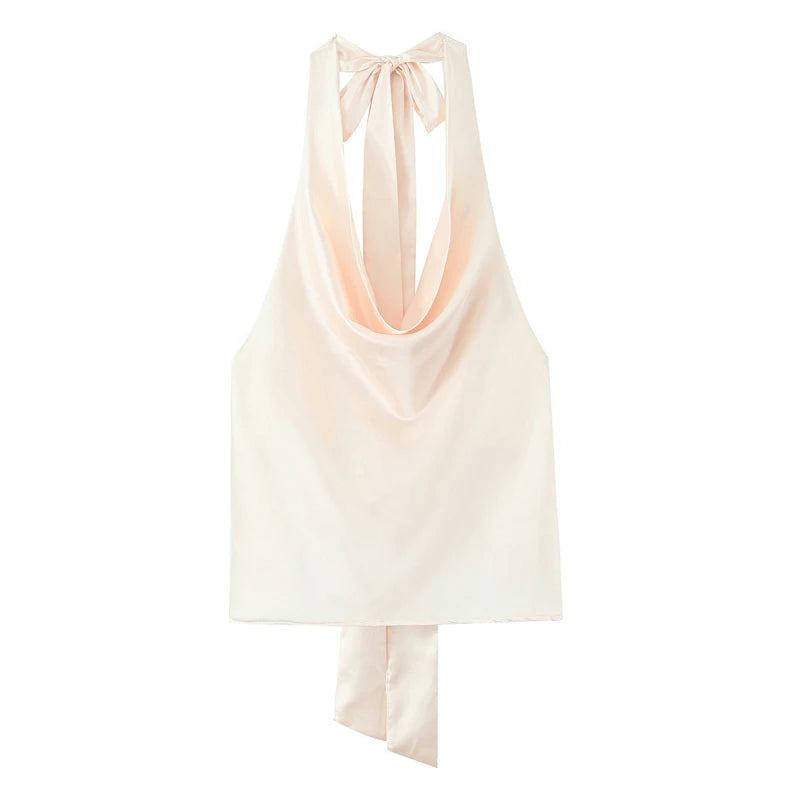 Women’s Satin Halter Neck Sleeveless Summer Top