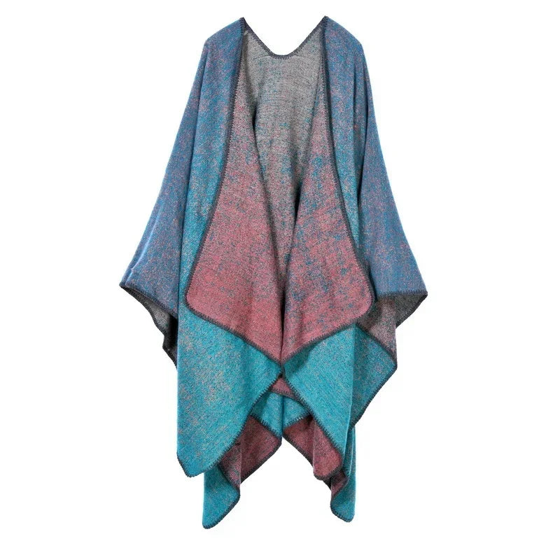 Winter Imitation Cashmere Poncho Cape Wrap