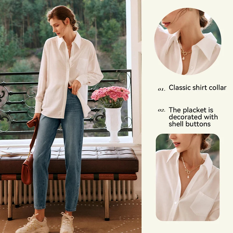 Women’s French Style White Long Sleeve Blouse