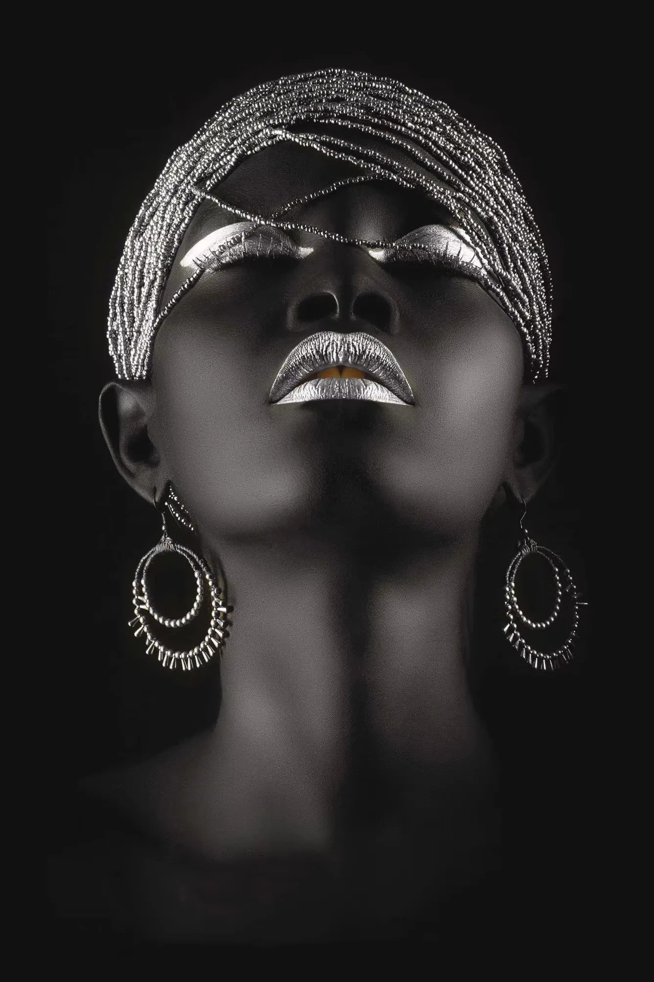 African Woman Gold Jewelry Canvas Wall Art