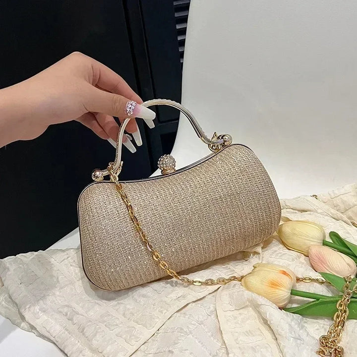 Shiny Silver Rhinestone Evening Handbag