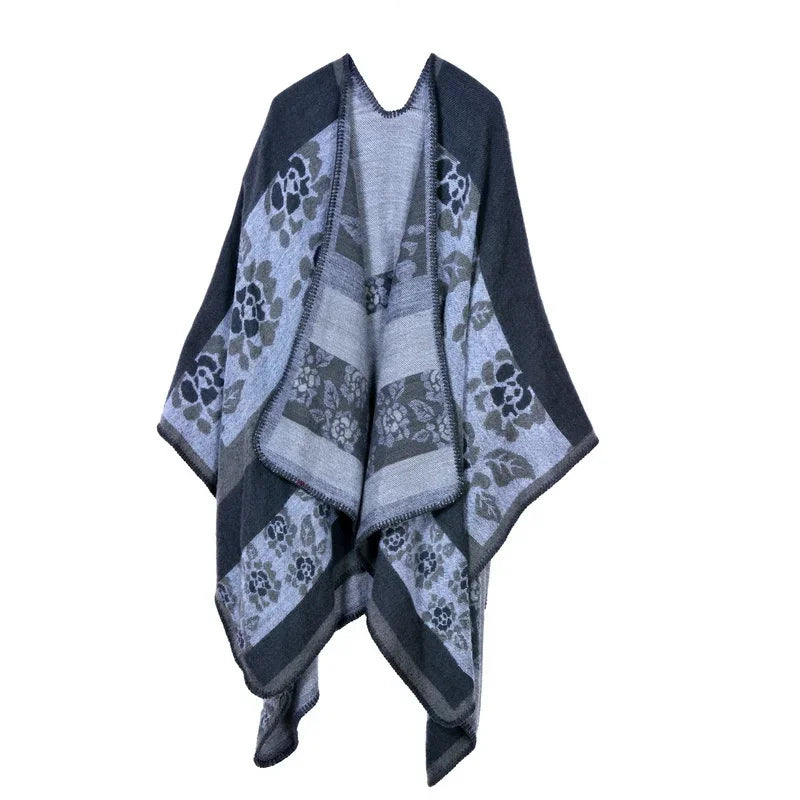 Winter Imitation Cashmere Poncho Cape Wrap