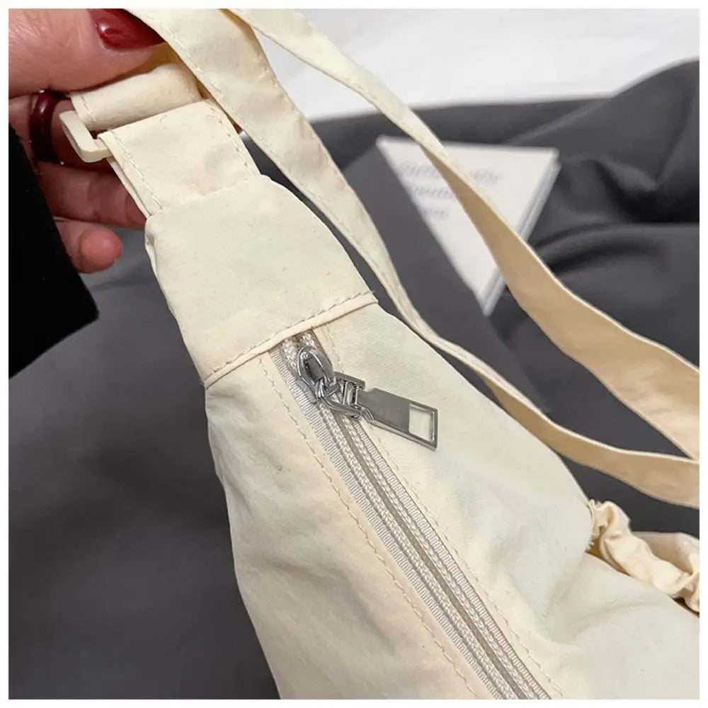 Korean Style Nylon Pleated Crossbody Bag