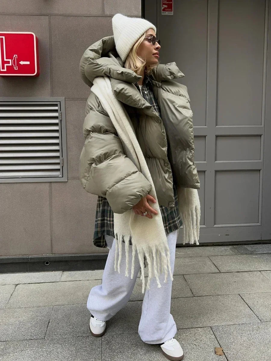 Wolfeel Oversized Hooded Cotton Puffer Jacket