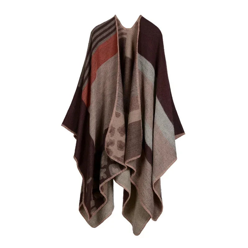 Winter Imitation Cashmere Poncho Cape Wrap