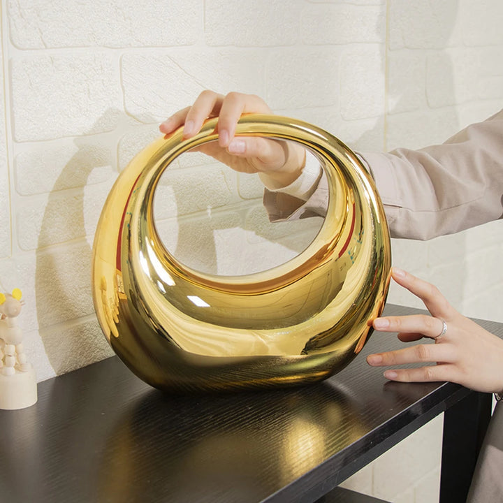 Golden Acrylic Half Moon Hobo Bag