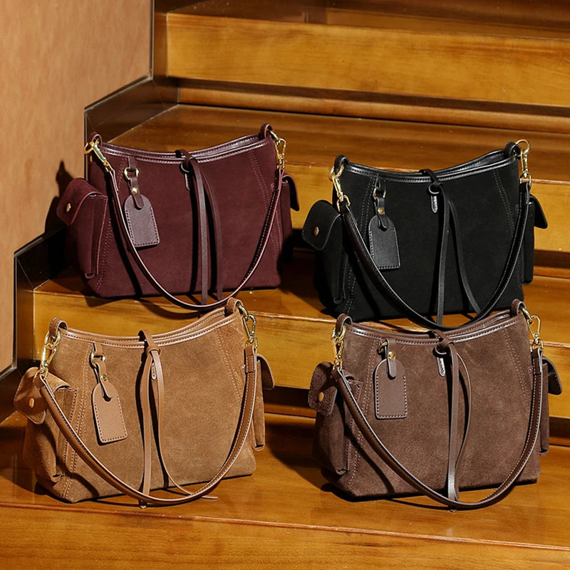 Vintage Suede Genuine Leather Shoulder Bag