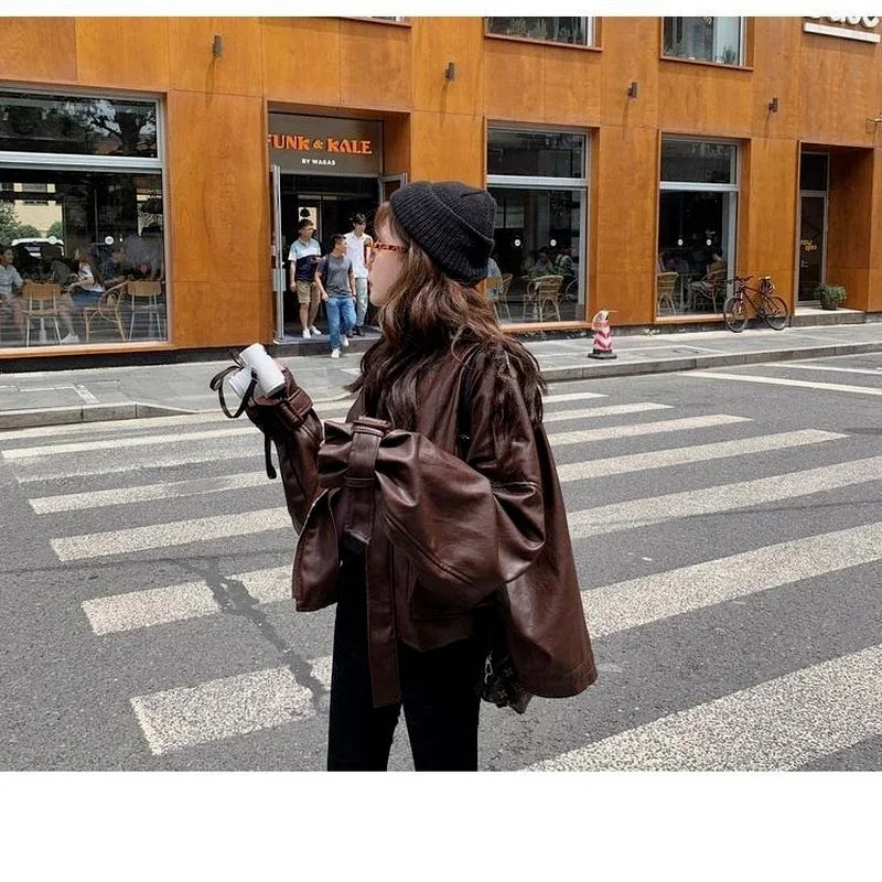 2025 Faux Leather Jacket Women Autumn New Style Biker Jacket Female PU Coat Woman