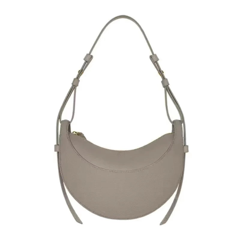French Genuine Leather Crescent Shoulder Bag