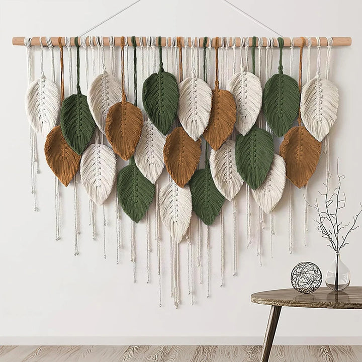 Large Handmade Boho Leaf Macrame Wall Tapestry