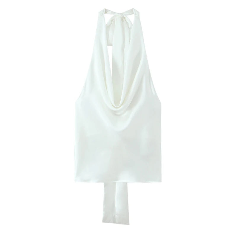 Women’s Satin Halter Neck Sleeveless Summer Top