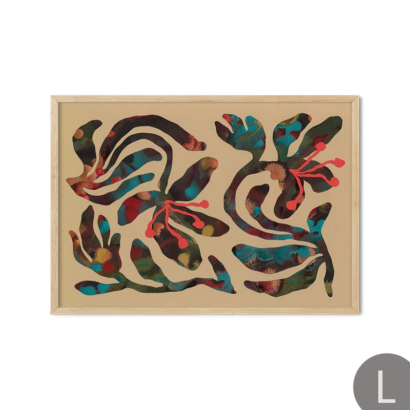 Abstract Thistles Terracotta Line Canvas Wall Art