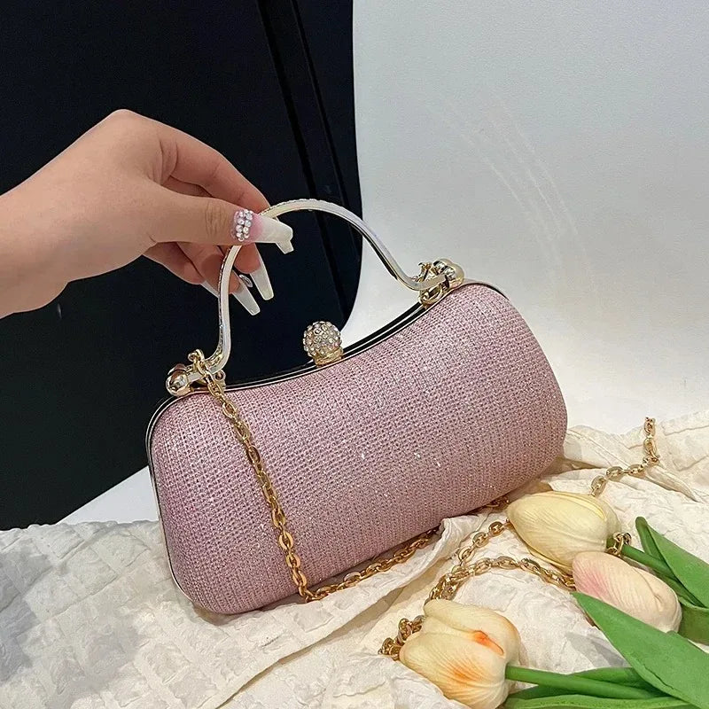 Shiny Silver Rhinestone Evening Handbag