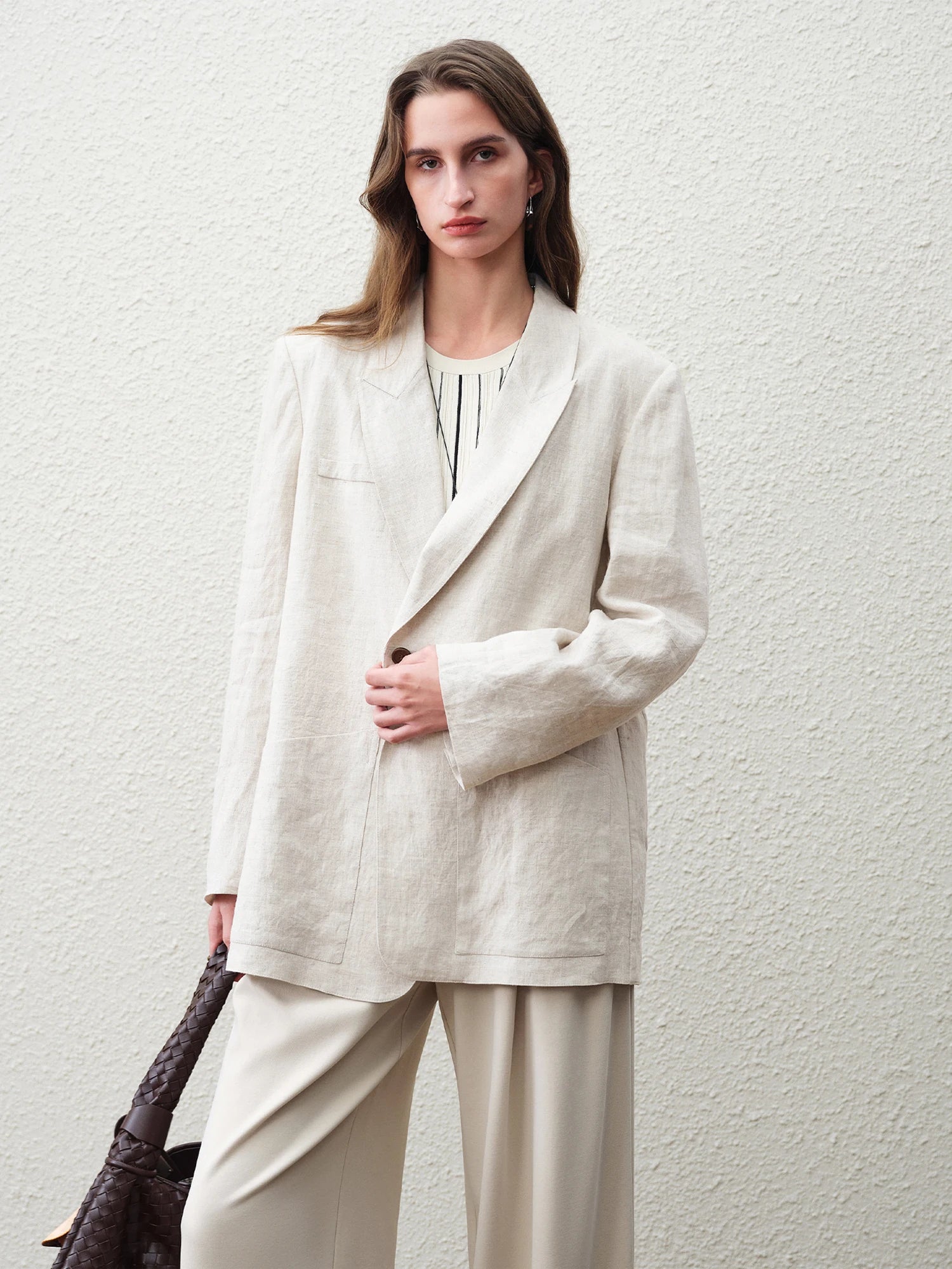 FSLE 2026 Relaxed Fit 100% Linen Unstructured Blazer
