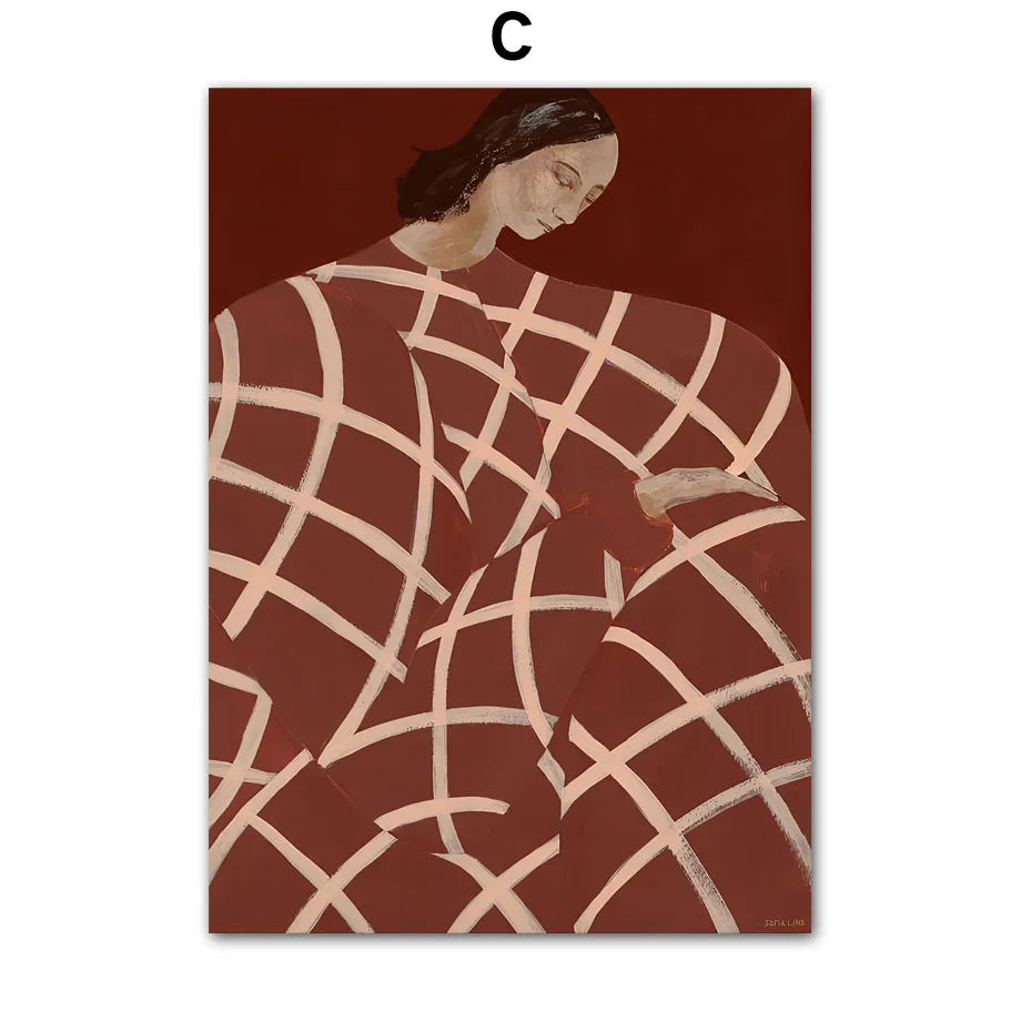 Abstract Figure Line Girl Canvas Wall Art