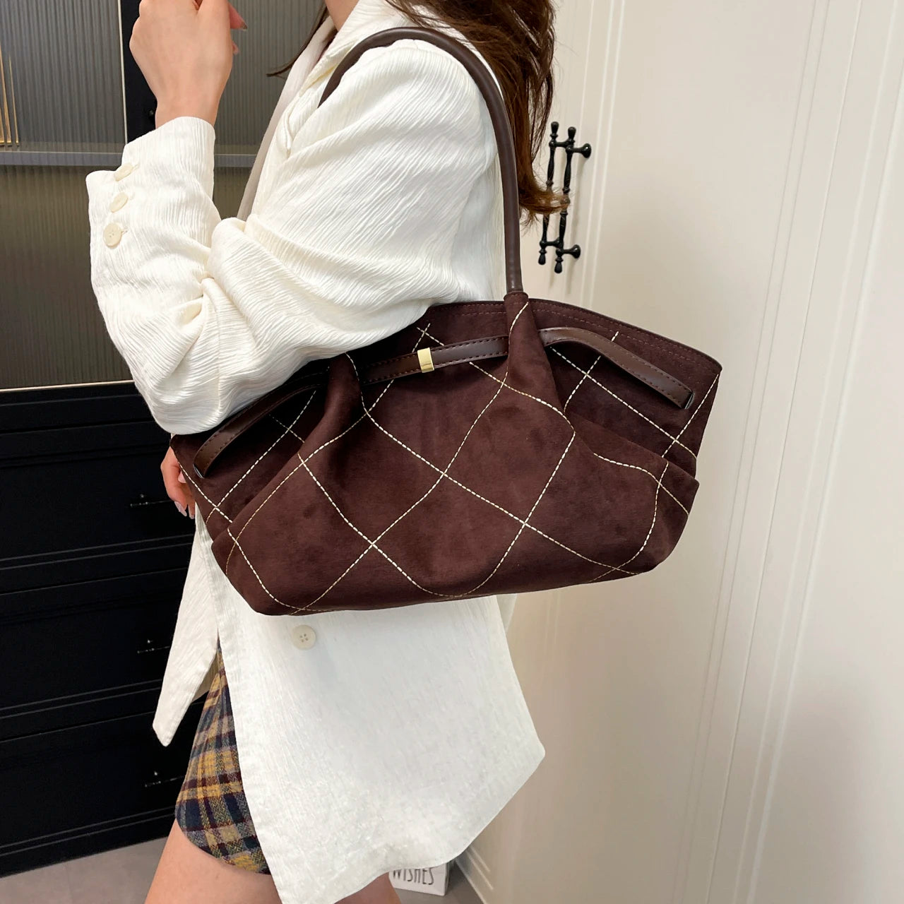 Faux Suede Shoulder Bag