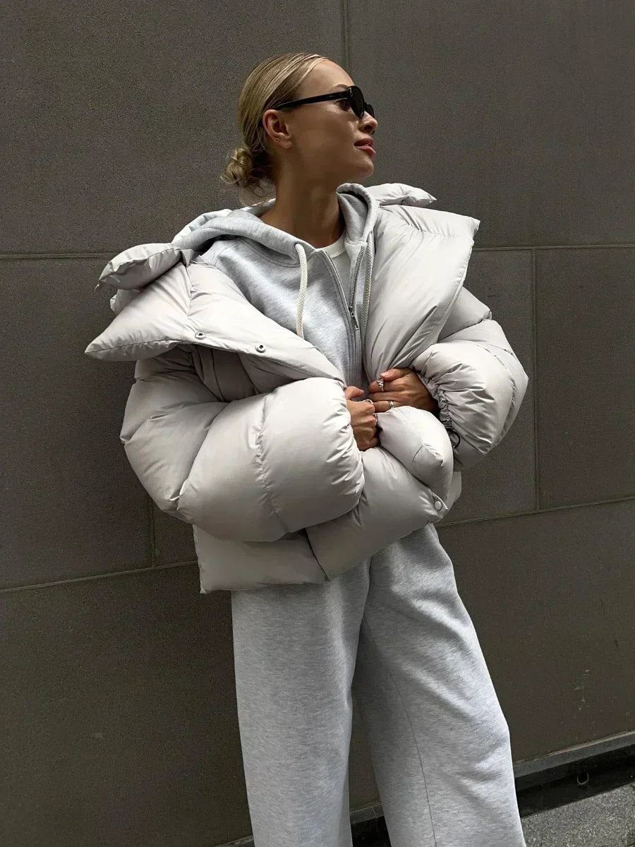 Wolfeel Oversized Hooded Cotton Puffer Jacket