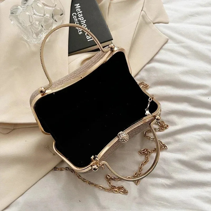 Shiny Silver Rhinestone Evening Handbag