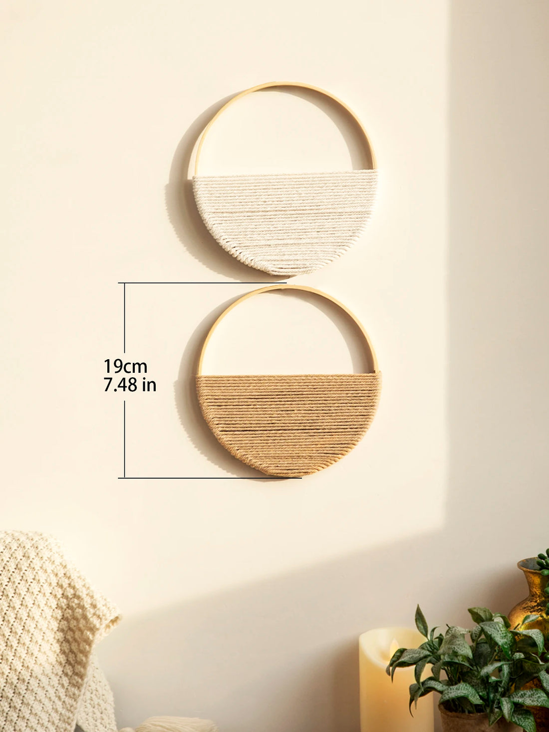 2Pcs Round Macrame Boho Wall Hanging Set