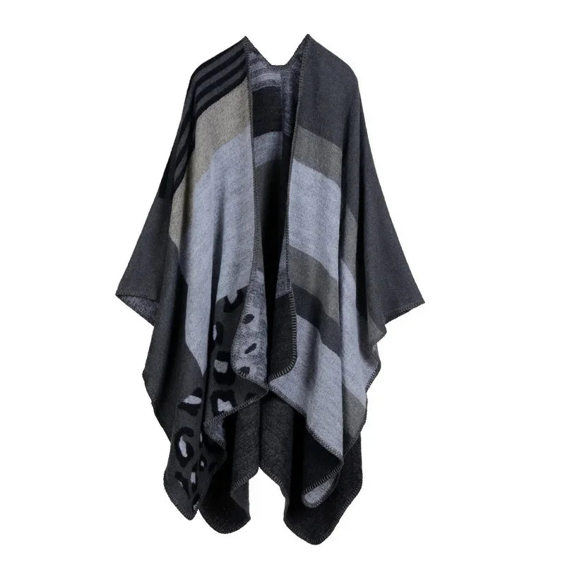 Winter Imitation Cashmere Poncho Cape Wrap