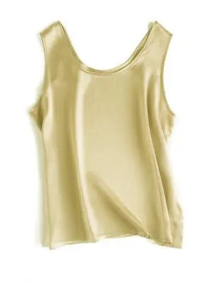 Women’s 100% Mulberry Silk O-Neck Sleeveless Tank Top