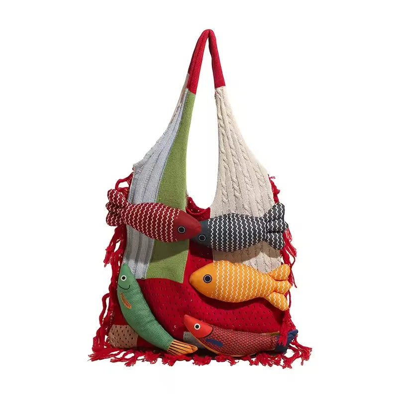 Cute Fish Knitted Tote Bag