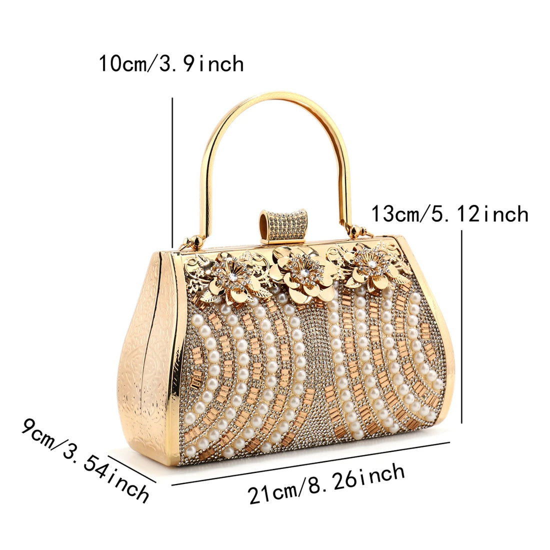 Gold Rhinestone Bucket Clutch