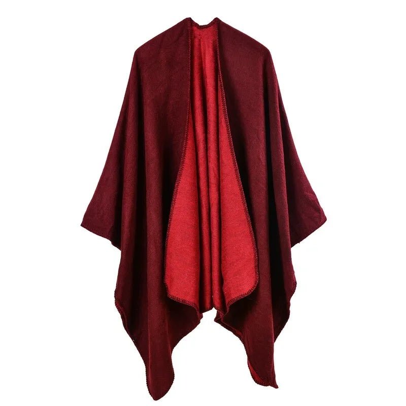 Winter Imitation Cashmere Poncho Cape Wrap