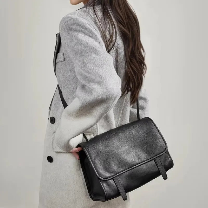 Genuine Cow Leather Satchel Shoulder Bag