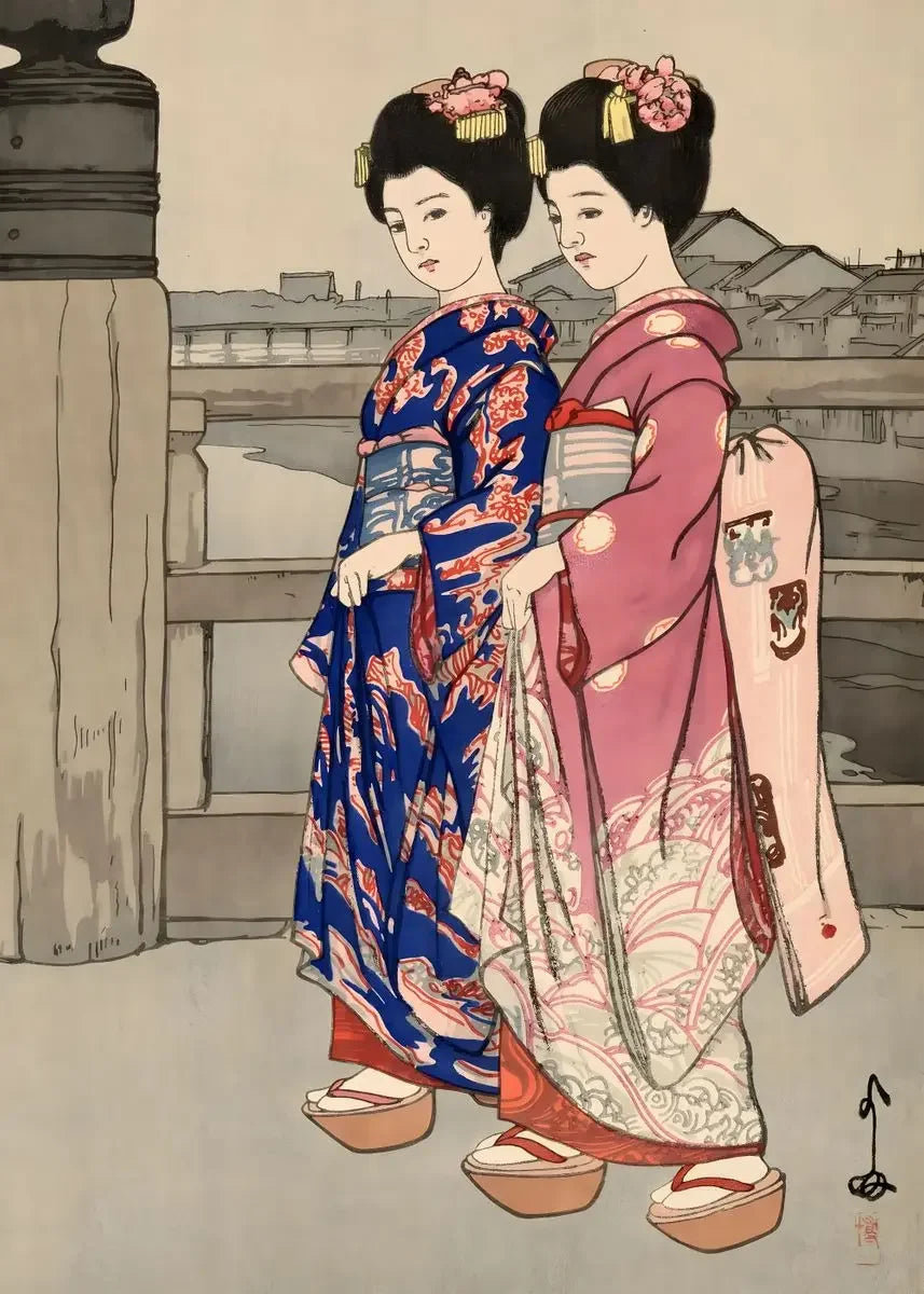 Japanese Vintage Geisha Ukiyo-e Canvas Poster