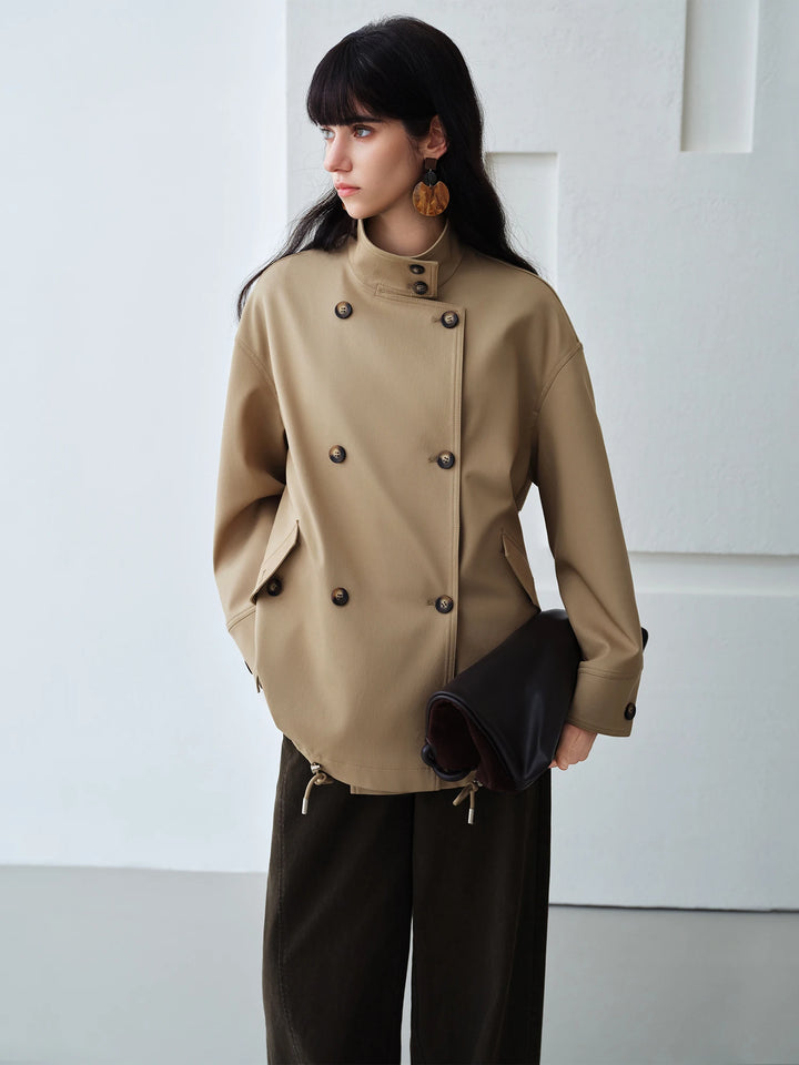 Double Breasted Long Trench Coat