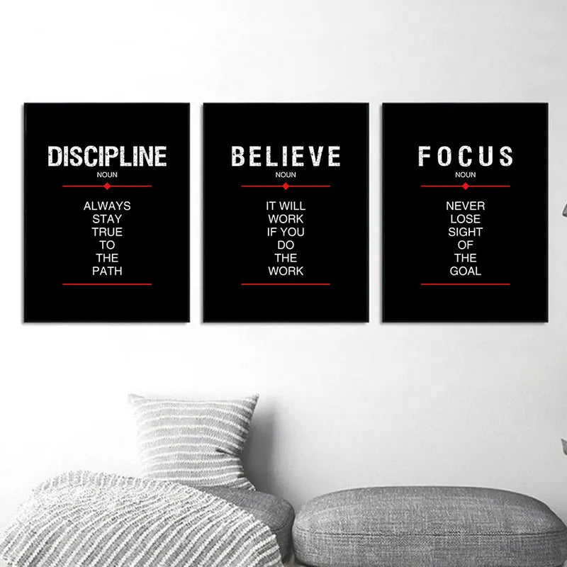 Modern Black Discipline Quote Canvas Print