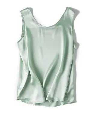 Women’s 100% Mulberry Silk O-Neck Sleeveless Tank Top
